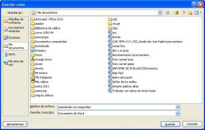 Cuadro de diálogo Guardar como