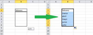 Lista automática de meses en Excel