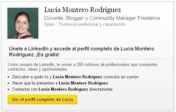 Perfil en LinkedIn de Lucía Montero Rodríguez
