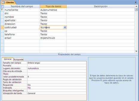 Resultado de imagen para access tabla