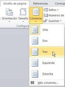 Crea columnas personalizadas en Word 3 Opciones de columnas en Word