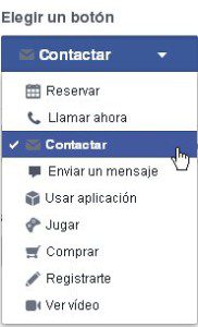 Opciones para un botón de llamada a la acción en Facebook