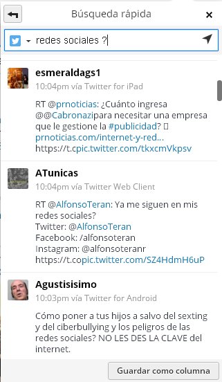 Búsqueda de redes sociales con preguntas