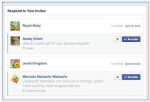Responder a invitaciones de juegos de Facebook