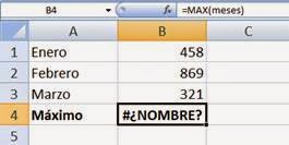 Error #¿NOMBRE? de Excel