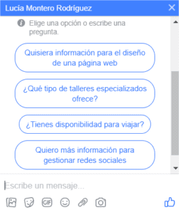 Preguntas frecuentes activadas para Messenger
