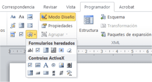 Controles para crear formularios en Word