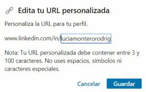 Edita tu URL personalizada en LinkedIn