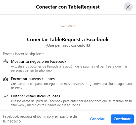 Conectar con una app de negocio en una fanpage