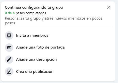 Configuración de grupo en Facebook