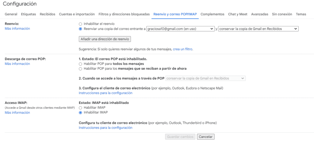 Permisos para configurar tu email en el móvil mediante acceso POP IMAP