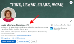 Cuenta verificada en el perfil de LinkedIn